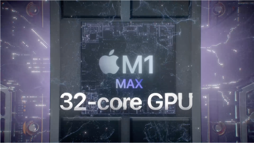 Apple M1 Pro chip 8-core CPU with 6 performance cores and 2 efficiency cores 14-core GPU 16-core Neural Engine 200GB/s memory bandwidth Media engine Hardware-accelerated H.264, HEVC, ProRes, and ProRes RAW Video decode engine Video encode engine ProRes encode and decode engine Configurable to: M1 Pro with 10-core CPU and 14-core GPU, M1 Pro with 10-core CPU and 16-core GPU, M1 Max with 10-core CPU and 24-core GPU, or M1 Max with 10-core CPU and 32-core GPU
